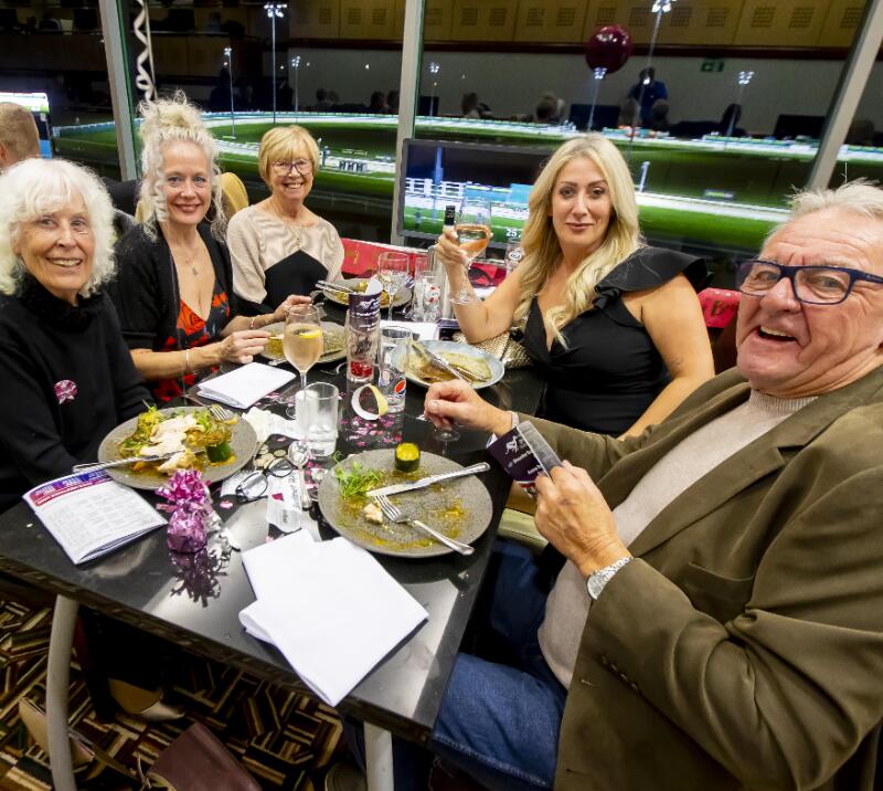 A happy group of hospitality guests at Dunstall Park Greyhounds